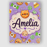Personalised Name Cute Halloween Donut Custom  Modern Room Accent Elegant Feature Canvas Wall Art Print Decor Picture Ready to Hang