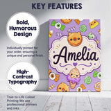 Personalised Name Cute Halloween Donut Custom  Modern Room Accent Elegant Feature Canvas Wall Art Print Decor Picture Ready to Hang