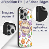 Cute Halloween Donut Candy Ice Printed Design Custom Name Protective Phone Case Mobile Cover Durable Everyday Smartphone Shock Resistant