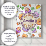 Personalised Name Cute Halloween Donut Custom  Modern Room Accent Elegant Feature Canvas Wall Art Print Decor Picture Ready to Hang