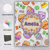 Personalised Name Cute Halloween Donut Custom  Modern Room Accent Elegant Feature Canvas Wall Art Print Decor Picture Ready to Hang