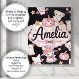 Personalised Name Cute Halloween Bunny Custom  Modern Room Accent Elegant Feature Canvas Wall Art Print Decor Picture Ready to Hang