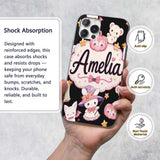 Cute Halloween Bunny Witch Teddy Pumpkin Seamless Custom Name Protective Phone Case Mobile Cover Durable Everyday Smartphone Shock Resistant