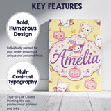 Personalised Name Cute Halloween Bunny Custom  Modern Room Accent Elegant Feature Canvas Wall Art Print Decor Picture Ready to Hang