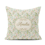 Custom Name Delicate Cherry Blossom Pastel Floral Pattern Lovely Square Filled Cushion Throw Pillow Sofa Bed Home Decor Zip Washable UK Made