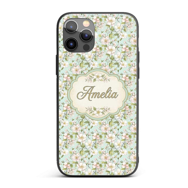 Delicate Cherry Blossom Pastel Floral Seamless Custom Name Protective Phone Case Mobile Cover Durable Everyday Smartphone Shock Resistant