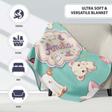 Cute Halloween Bunny Witch Ghost Teddy Pumpkin Seamless Pattern  Personalised Custom Name Super Soft Fleece Blanket Bed Sofa Throw