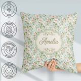 Custom Name Delicate Cherry Blossom Pastel Floral Pattern Lovely Square Filled Cushion Throw Pillow Sofa Bed Home Decor Zip Washable UK Made