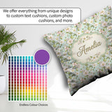 Custom Name Delicate Cherry Blossom Pastel Floral Pattern Lovely Square Filled Cushion Throw Pillow Sofa Bed Home Decor Zip Washable UK Made