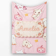 Cute Halloween Bunny Witch Teddy Pumpkin Seamless Pattern Blush  Personalised Custom Name Super Soft Fleece Blanket Bed Sofa Throw