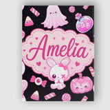 Personalised Name Kawaii Halloween Bunny Custom  Unique Gift Idea Elegant Feature Canvas Wall Art Print Decor Picture Ready to Hang