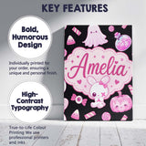 Personalised Name Kawaii Halloween Bunny Custom  Unique Gift Idea Elegant Feature Canvas Wall Art Print Decor Picture Ready to Hang