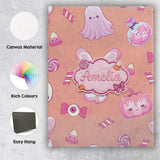 Personalised Name Kawaii Halloween Bunny Custom  Unique Gift Idea Elegant Feature Canvas Wall Art Print Decor Picture Ready to Hang