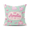 Custom Name Halloween Bunny Ghost Candy Pumpkin Seamless Pattern Square Filled Cushion Throw Pillow Sofa Bed Home Decor Zip Washable UK Made