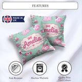 Custom Name Halloween Bunny Ghost Candy Pumpkin Seamless Pattern Square Filled Cushion Throw Pillow Sofa Bed Home Decor Zip Washable UK Made