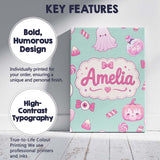 Personalised Name Kawaii Halloween Bunny Custom  Unique Gift Idea Elegant Feature Canvas Wall Art Print Decor Picture Ready to Hang