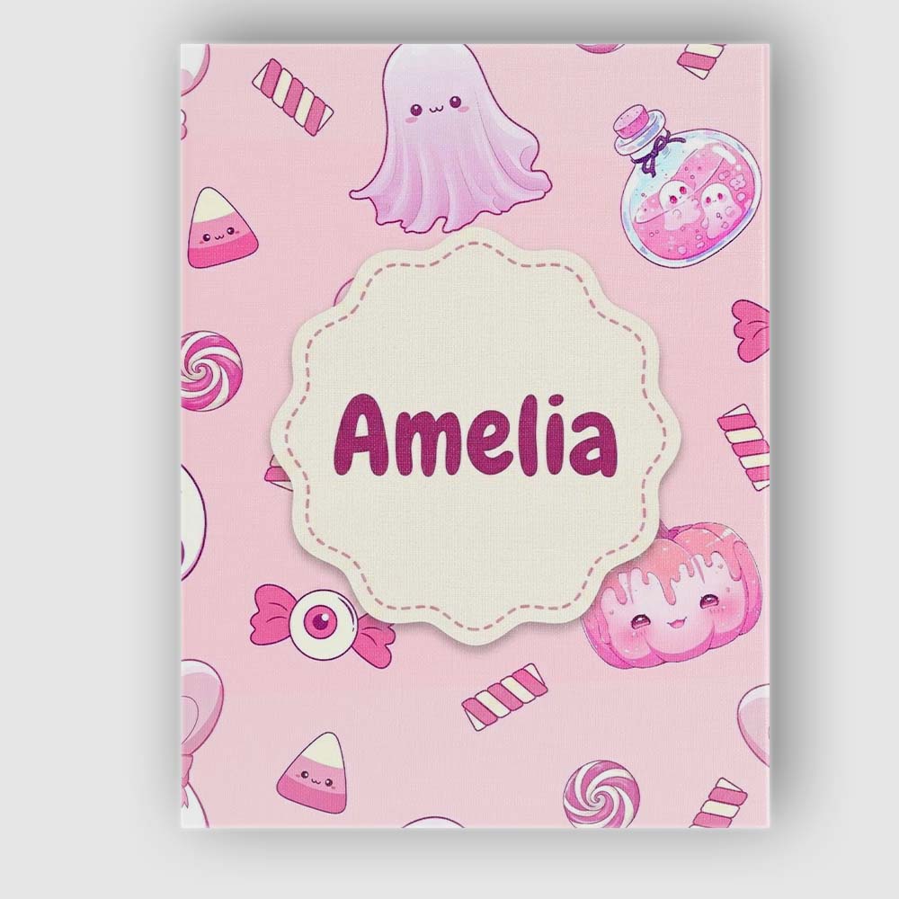 Personalised Name Kawaii Halloween Bunny Custom  Unique Gift Idea Elegant Feature Canvas Wall Art Print Decor Picture Ready to Hang