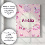 Personalised Name Kawaii Halloween Bunny Custom  Unique Gift Idea Elegant Feature Canvas Wall Art Print Decor Picture Ready to Hang