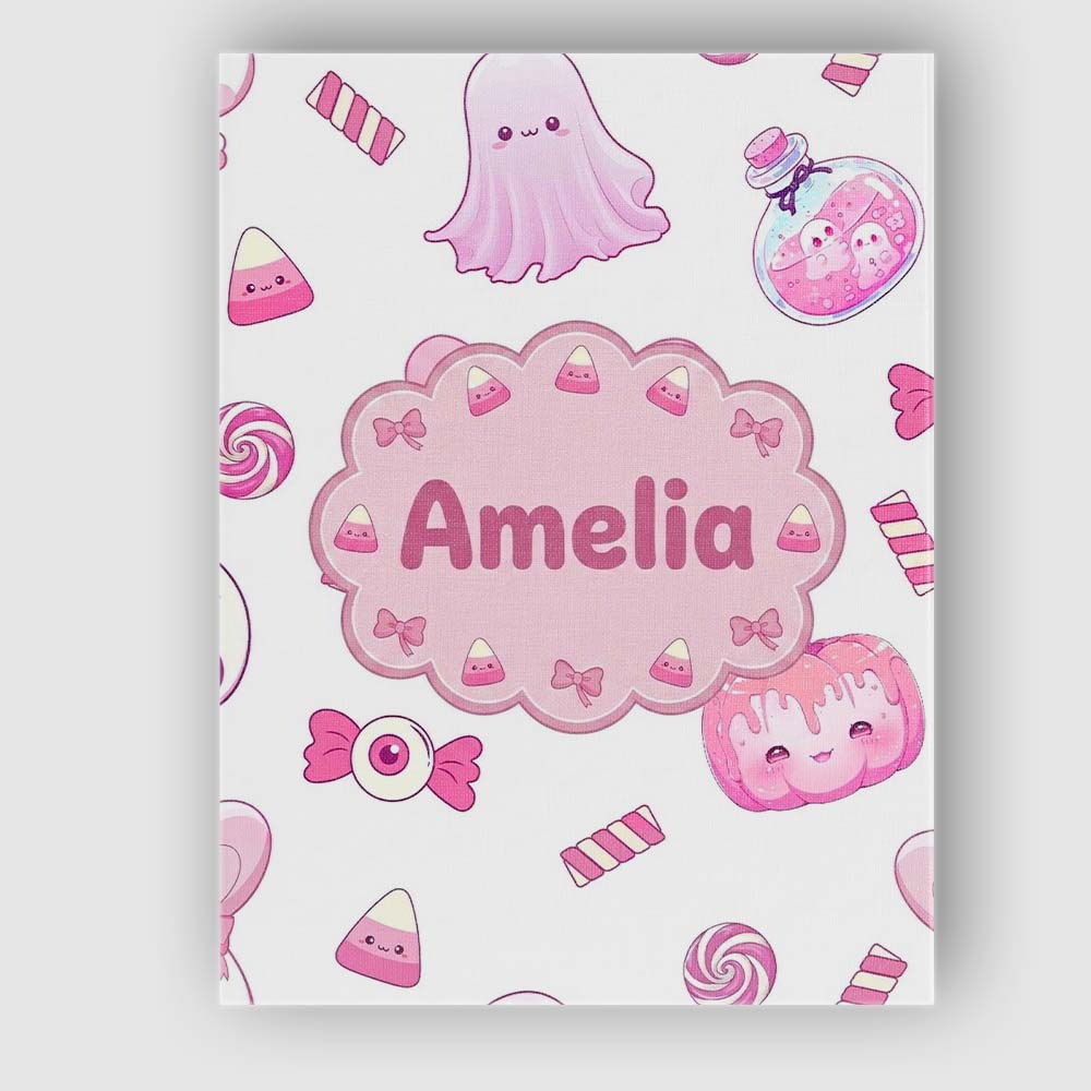 Personalised Name Kawaii Halloween Bunny Custom  Unique Gift Idea Elegant Feature Canvas Wall Art Print Decor Picture Ready to Hang