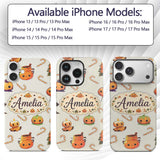 Cute Kawaii Halloween Pumpkin Printed Design Custom Name Protective Phone Case Mobile Cover Durable Everyday Smartphone Shock Resistant