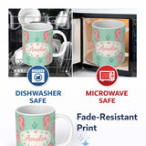 Personalized Custom Name Cute Seahorse Ocean Cartoon Animal Pattern Stylish Everyday Mug 11oz Ceramic Coffee Tea Mug White Large Handle