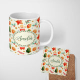 Personalized Custom Name Cute Gingerbread Cookies Candy Orange Slice Christmas Seamless 11oz Ceramic Coffee Tea Mug White Large Handle