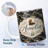 Personalized Custom Name Warm Brown Seals in Water Realistic Animal Seamless Pattern Lovely 11oz Ceramic Coffee Tea Mug White Large Handle