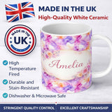 Personalized Custom Name Soft Watercolour Splash Lavender Peach Abstract Pattern Lovely 11oz Ceramic Coffee Tea Mug White Large Handle