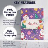 Personalised Name Cute Christmas Santa Tree Gift Cartoon Seamless Custom  Bespoke Canvas Wall Art Print Decor Picture Ready to Hang
