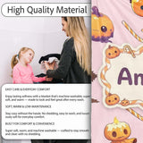 Cute Kawaii Halloween Pumpkin Witch Candy Seamless Pattern Blush  Personalised Custom Name Super Soft Fleece Blanket Bed Sofa Throw
