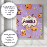 Personalised Name Cute Kawaii Halloween Custom  Modern Room Accent Elegant Feature Canvas Wall Art Print Decor Picture Ready to Hang