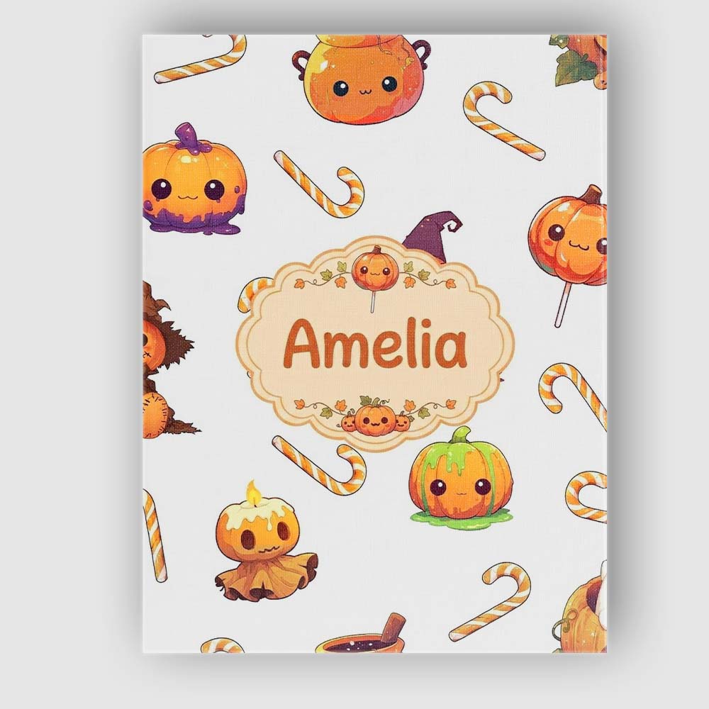 Personalised Name Cute Kawaii Halloween Custom  Modern Room Accent Elegant Feature Canvas Wall Art Print Decor Picture Ready to Hang