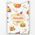 Cute Kawaii Halloween Pumpkin Witch Candy Seamless Pattern Grey  Personalised Custom Name Super Soft Fleece Blanket Bed Sofa Throw