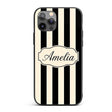 Bold Wavy Black Cream Halloween Stripe Seamless Custom Name Protective Phone Case Mobile Cover Durable Everyday Smartphone Shock Resistant