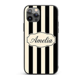 Bold Wavy Black Cream Halloween Stripe Seamless Custom Name Protective Phone Case Mobile Cover Durable Everyday Smartphone Shock Resistant