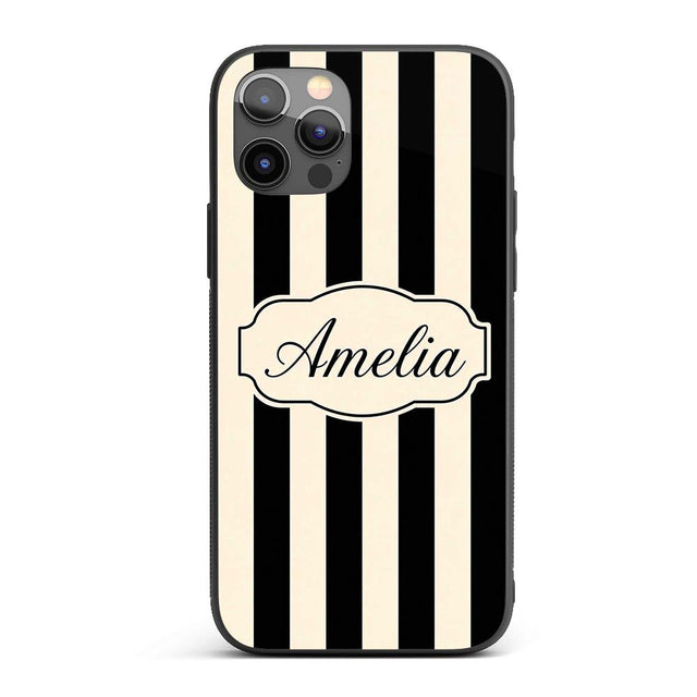 Bold Wavy Black Cream Halloween Stripe Seamless Custom Name Protective Phone Case Mobile Cover Durable Everyday Smartphone Shock Resistant
