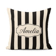 Custom Name Bold Wavy Black Cream Halloween Stripe Seamless Name Square Filled Cushion Throw Pillow Sofa Bed Home Decor Zip Washable UK Made