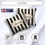 Custom Name Bold Wavy Black Cream Halloween Stripe Seamless Name Square Filled Cushion Throw Pillow Sofa Bed Home Decor Zip Washable UK Made