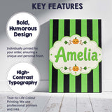 Personalised Name Bold Wavy Green Black Custom  Modern Room Accent Elegant Feature Canvas Wall Art Print Decor Picture Ready to Hang