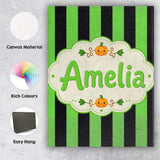 Personalised Name Bold Wavy Green Black Custom  Modern Room Accent Elegant Feature Canvas Wall Art Print Decor Picture Ready to Hang