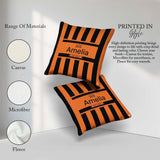 Custom Name Bold Wavy Orange Black Halloween Stripe Pattern Name Square Filled Cushion Throw Pillow Sofa Bed Home Decor Zip Washable UK Made