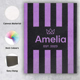 Personalised Name Bold Wavy Purple Black Custom  Unique Gift Idea Elegant Feature Canvas Wall Art Print Decor Picture Ready to Hang