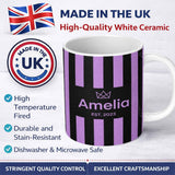 Personalized Custom Name Bold Wavy Purple Black Halloween Stripe Seamless Pattern Name Cute 11oz Ceramic Coffee Tea Mug White Large Handle