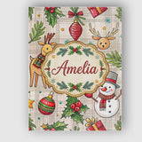 Personalised Name Festive Christmas Reindeer Wreath Snowman Seamless Custom  Home Canvas Wall Art Print Decor Picture Ready to Hang