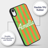 Bold Wavy Orange Green Halloween Stripe Seamless Custom Name Protective Phone Case Mobile Cover Durable Everyday Smartphone Shock Resistant