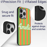 Bold Wavy Orange Green Halloween Stripe Seamless Custom Name Protective Phone Case Mobile Cover Durable Everyday Smartphone Shock Resistant