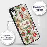 Festive Christmas Reindeer Wreath Printed Design Custom Name Protective Phone Case Mobile Cover Durable Everyday Smartphone Shock Resistant