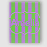 Personalised Name Bold Wavy Purple Green Custom  Unique Gift Idea Elegant Feature Canvas Wall Art Print Decor Picture Ready to Hang