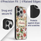 Festive Christmas Reindeer Wreath Printed Design Custom Name Protective Phone Case Mobile Cover Durable Everyday Smartphone Shock Resistant