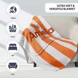 Bold Wavy Orange White Halloween Stripe Seamless Pattern Name Cute  Personalised Custom Name Super Soft Fleece Blanket Bed Sofa Throw